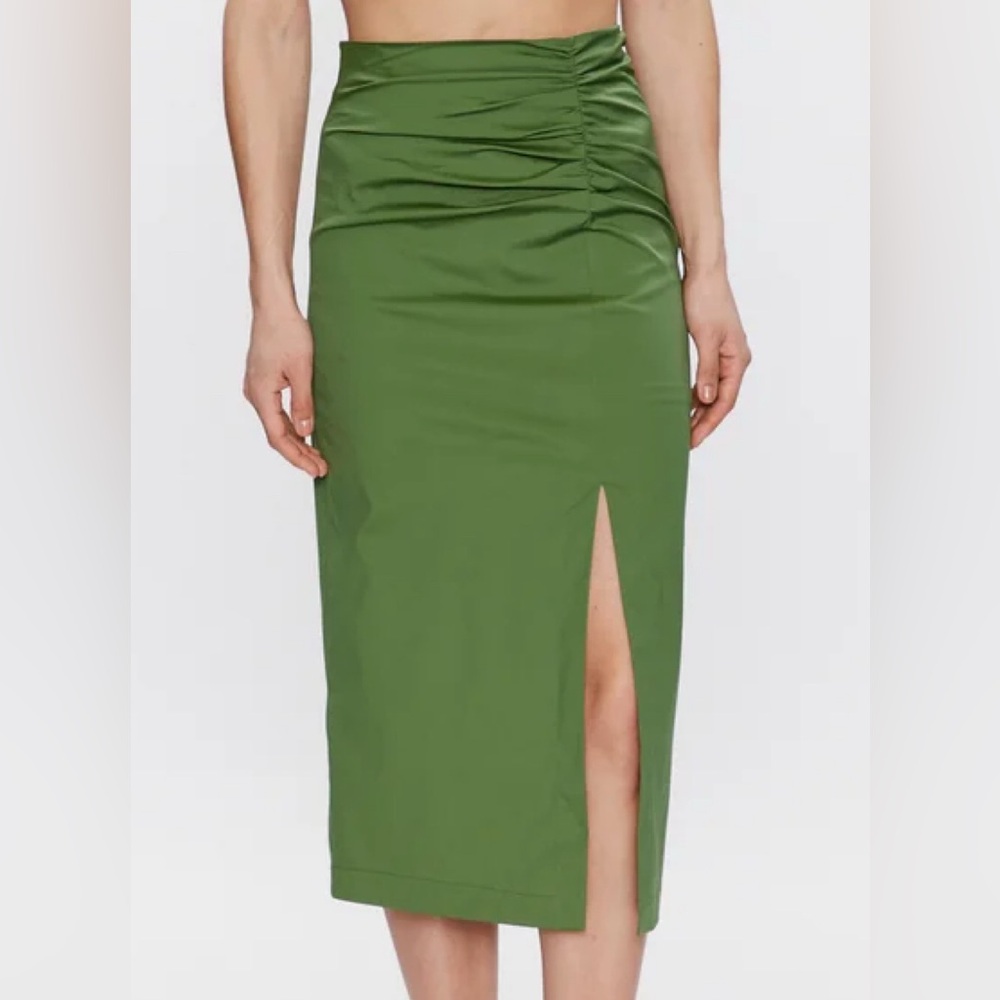 Marella Distesa Ruched A-line Midi Skirt with Slit